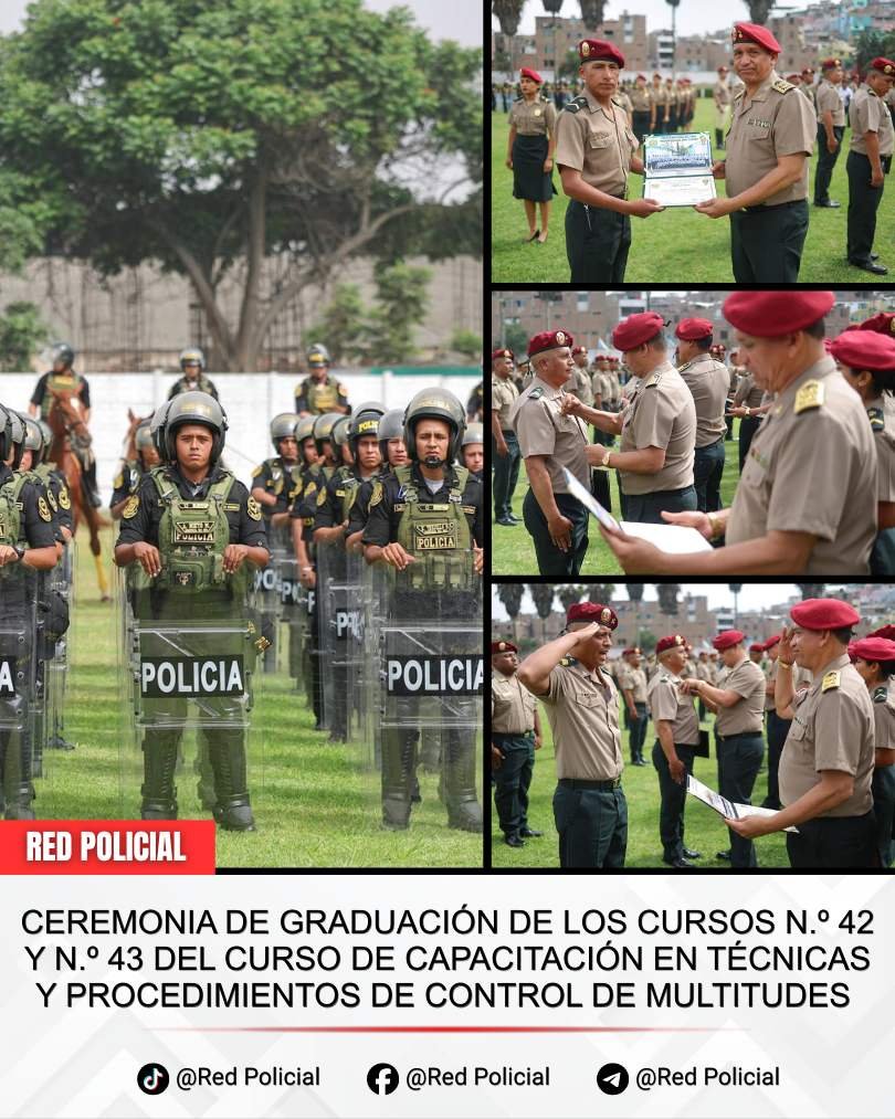 Imagen: ceremonia de graduación de los cursos N.º 42 y N.º 43 del Curso de Capacitación en Técnicas y Procedimientos de Control de Multitudes  