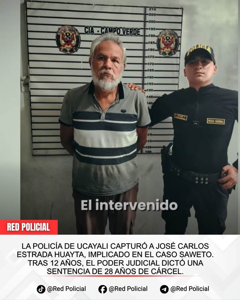 Imagen: Ucayali: Capturan a requisitoriado por caso Saweto tras 12 años 
