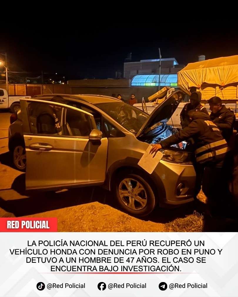 Imagen: PNP recupera vehículo robado y detiene a sospechoso en Puno 