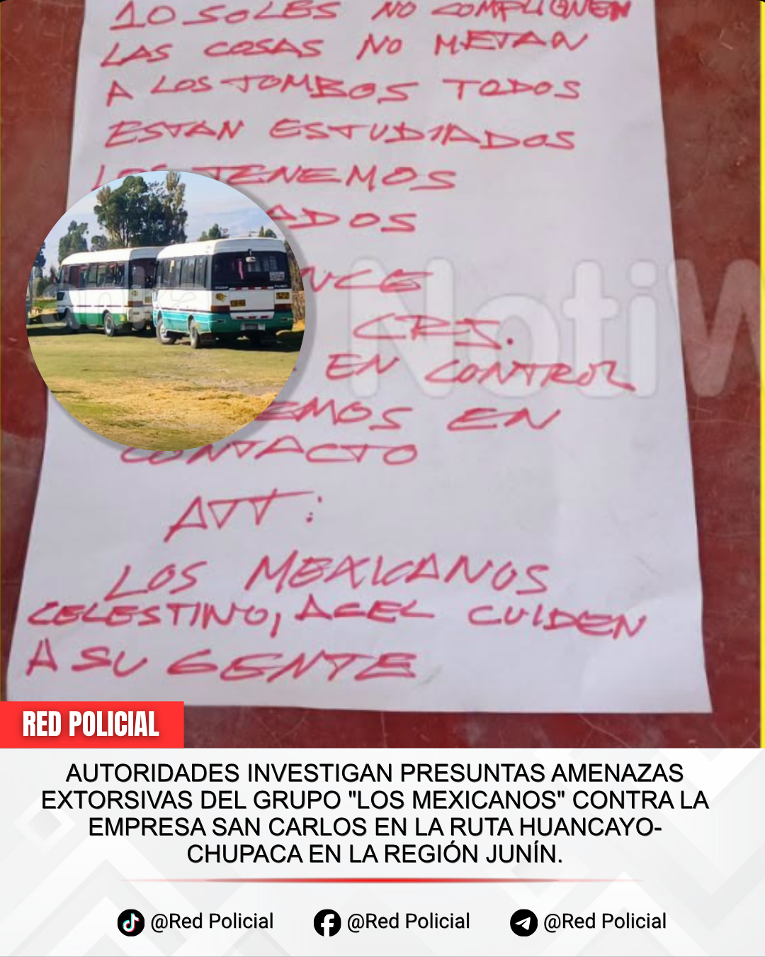 Imagen: Chupaca: Investigan presunta extorsión contra empresa San Carlos 