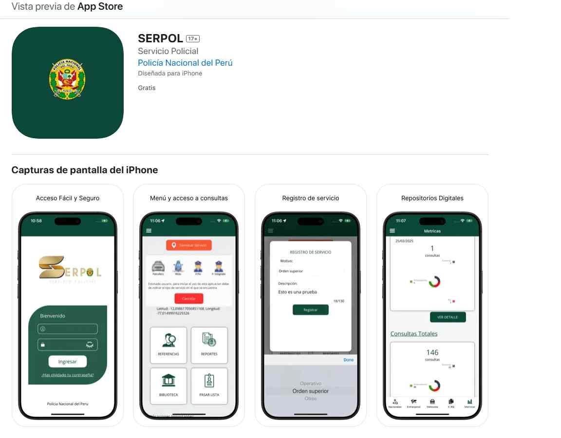 Archivo tipo Imagen sobre: Link de Apple STORE para descargar SERPOL Móvil para IPHONE 