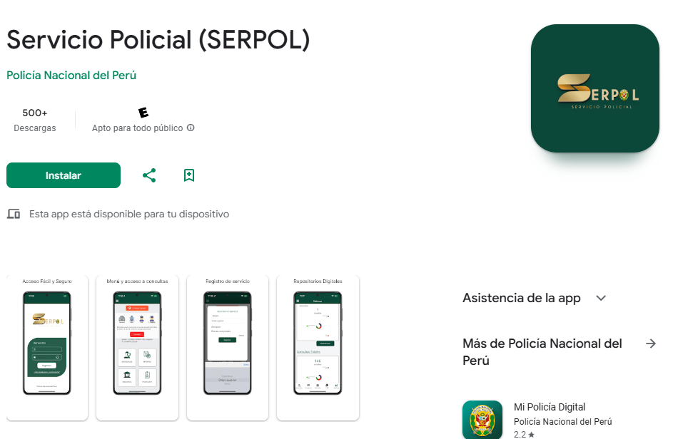 Archivo tipo Imagen sobre: Link de Play Store para descargar SERPOL Móvil para Android 