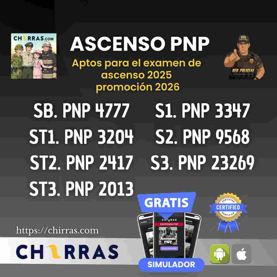 Archivo tipo Imagen sobre: cuadro de Suboficiales Aptos para el proceso de ascenso PNP 2025 - Promoción 2026 
