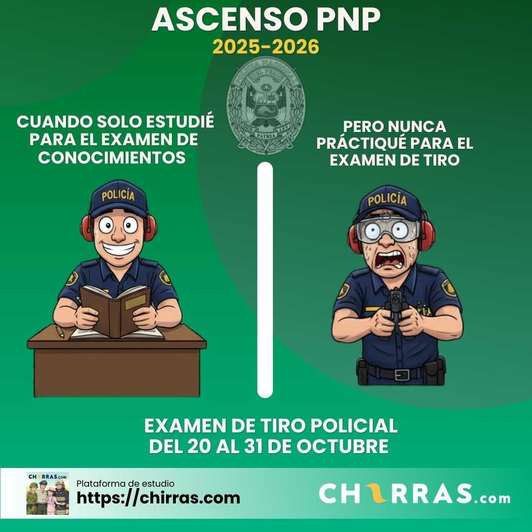 Archivo tipo Imagen sobre: Estudia para tu examen de ascenso y práctica para tu Examen de Destreza Técnica para el Tiro Policial 2025 de la PNP, Examen de Ascenso, Examen de Tiro. 