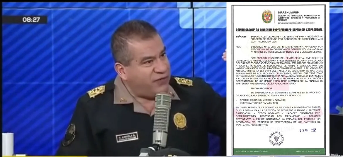 Archivo tipo Imagen sobre: Se suspenden exámenes físicos y de tiro para ascensos 2025-2026 en la PNP. 